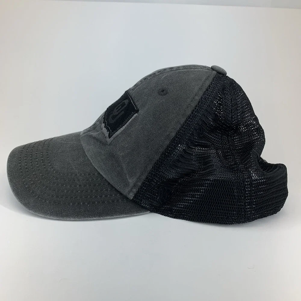 OU Oklahoma Sooners Hat Faded Black Adjustable Snapback Mesh Baseball Cap TOW
